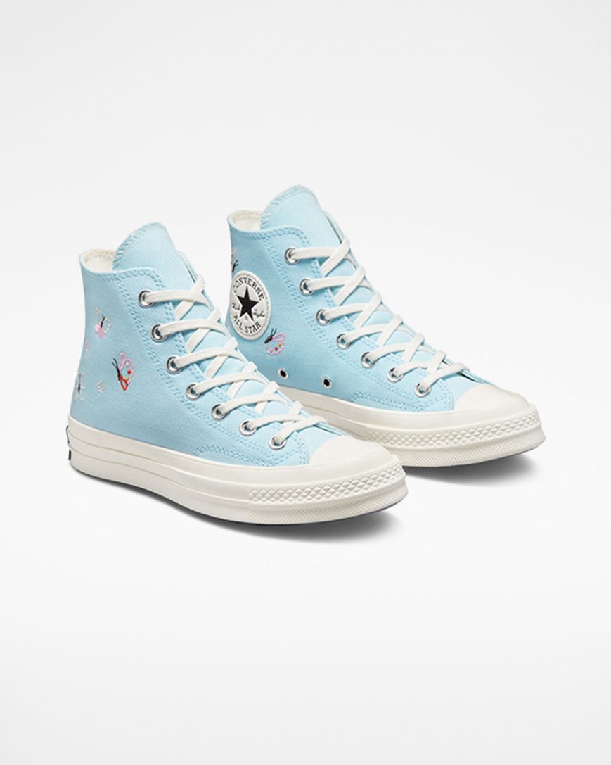 Tenis Converse Chuck 70 Butterfly Wings Cano Alto Feminino Azuis Pretas | PT T048735